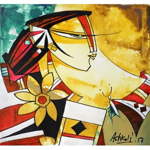 Ashkal,12 x 12 Inch, Acrylic on Canvas, Figurative Painting, AC-ASH-187